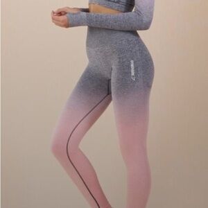 Gymshark Gray and Pink Ombre Support Leggings